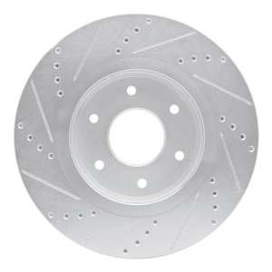 Infiniti QX56 Brake Rotor (1) - Front Right - R1 Concepts - Drilled & Slotted - Silver - `05-`07